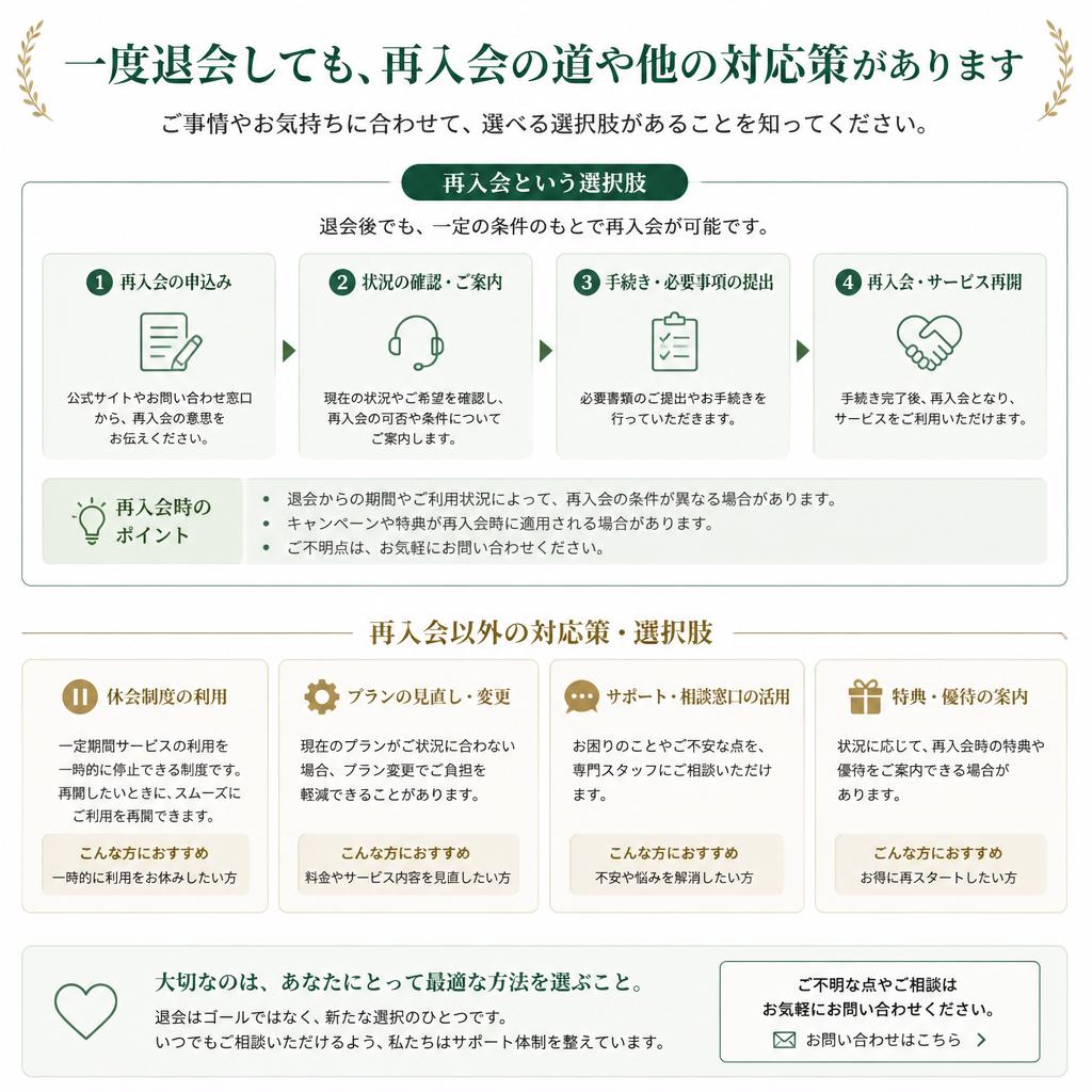 退会後の選択肢
