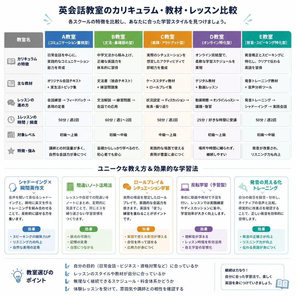 4. レッスン内容の比較