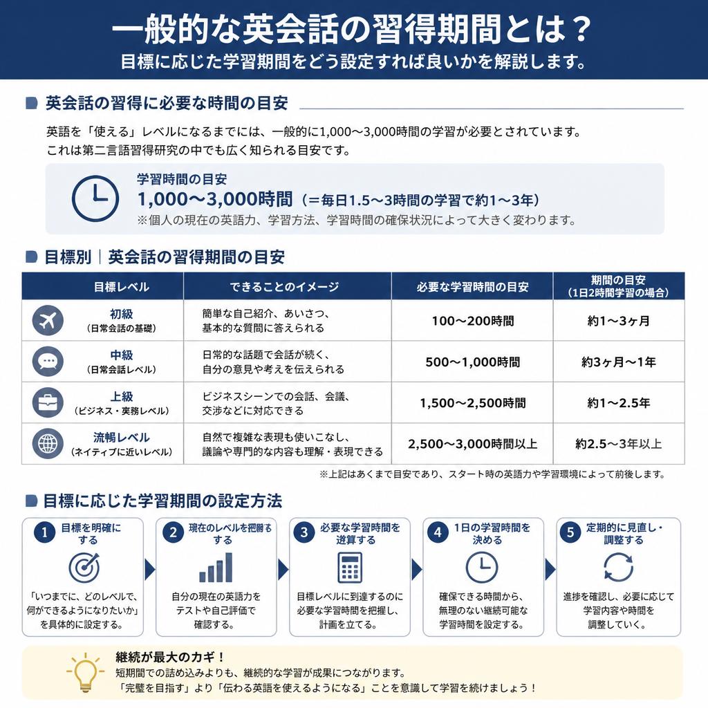 英会話習得の期間を知る