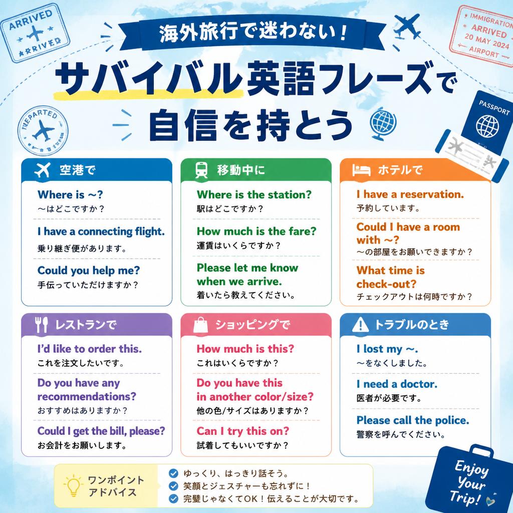 海外旅行で迷わない！サバイバル英語フレーズで自信を持とう