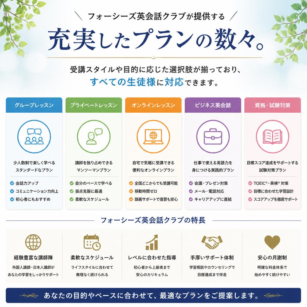 安心して通えるプランの多様性