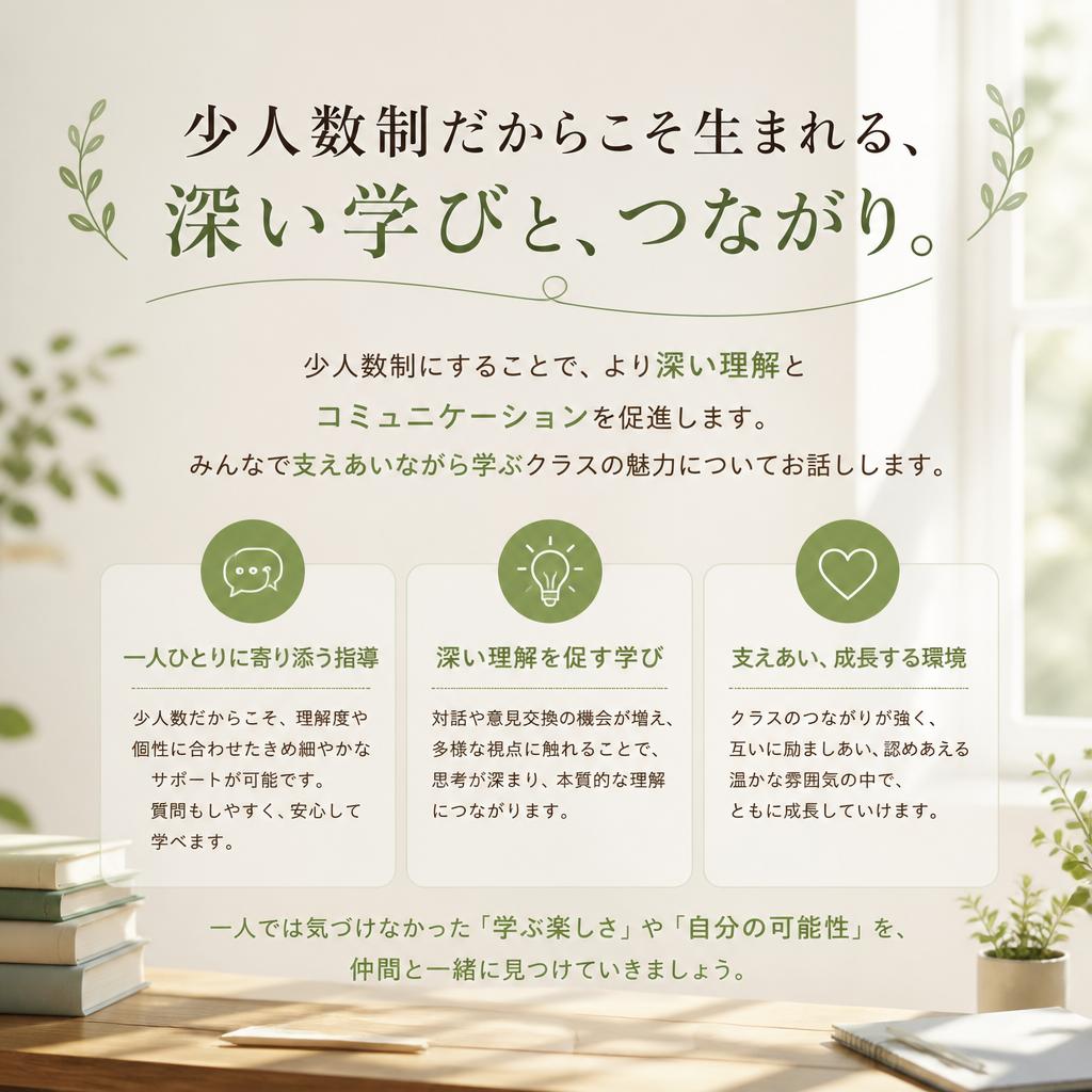 少人数クラスでじっくり学べる
