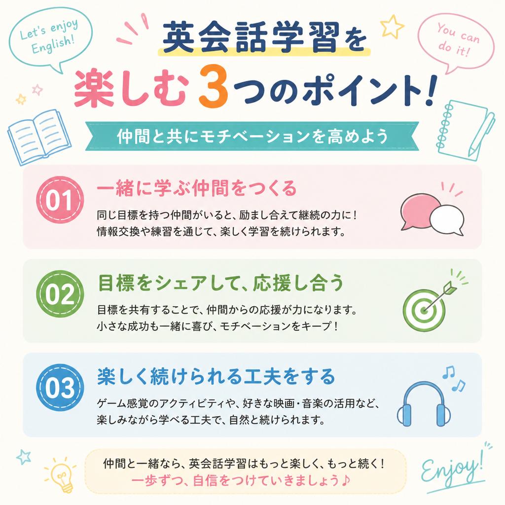 英会話学習を楽しむ3つのポイント！仲間と共にモチベーションを高めよう