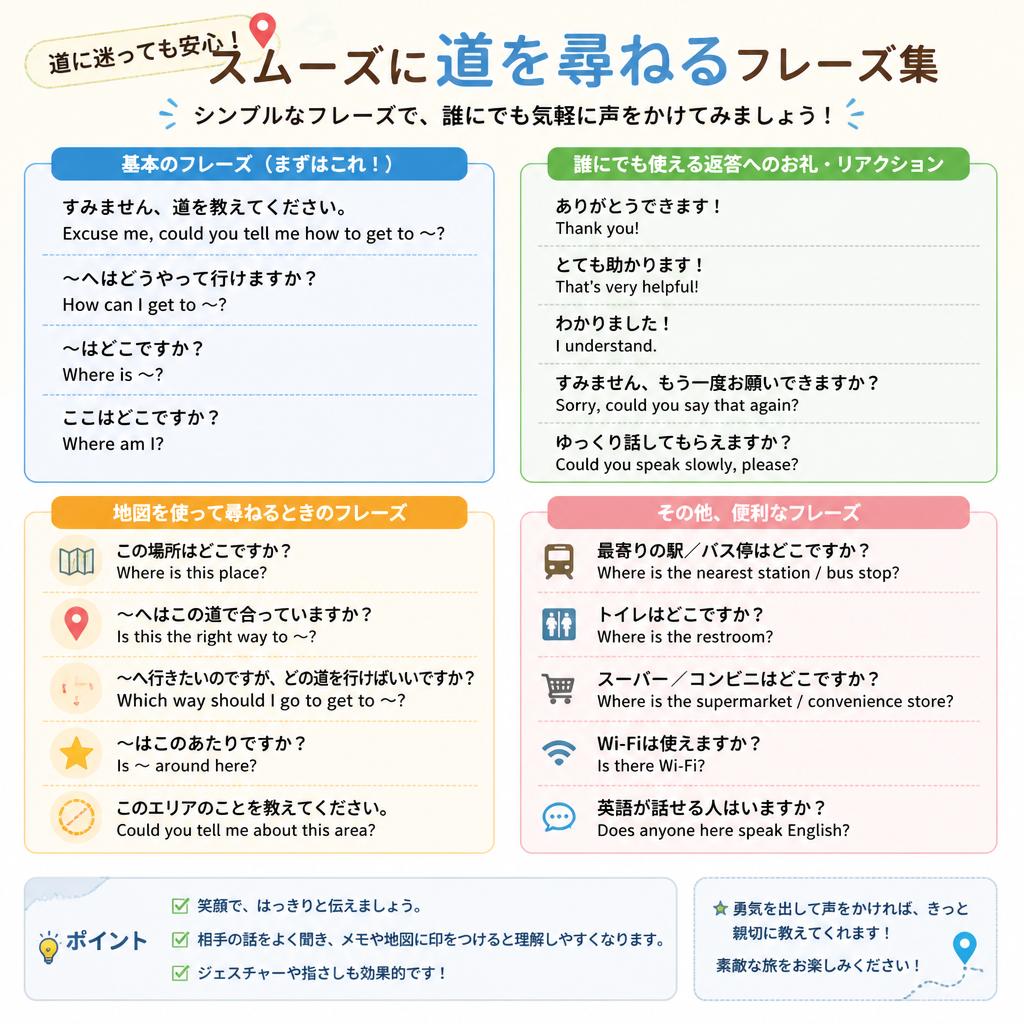 道を尋ねる：迷わず目的地にたどり着こう