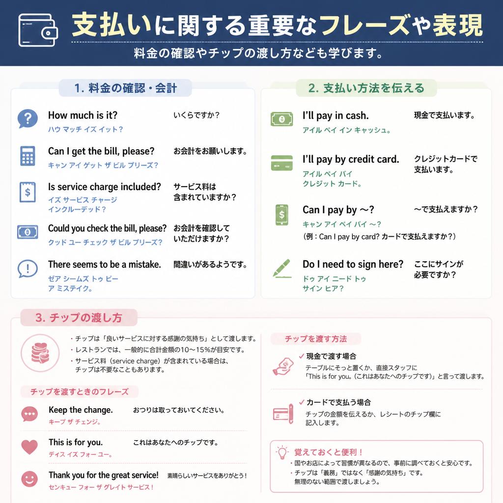 料金や支払いについての会話例